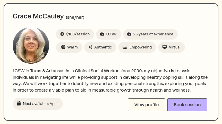 Grow Therapy provider results