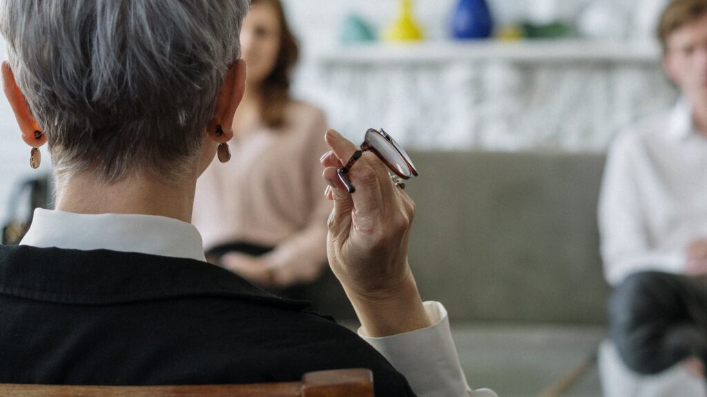 Female psychologist sees clients