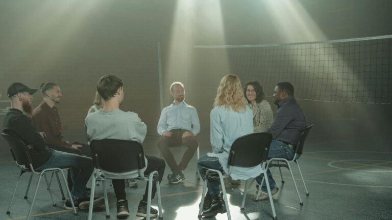 People attend group therapy.