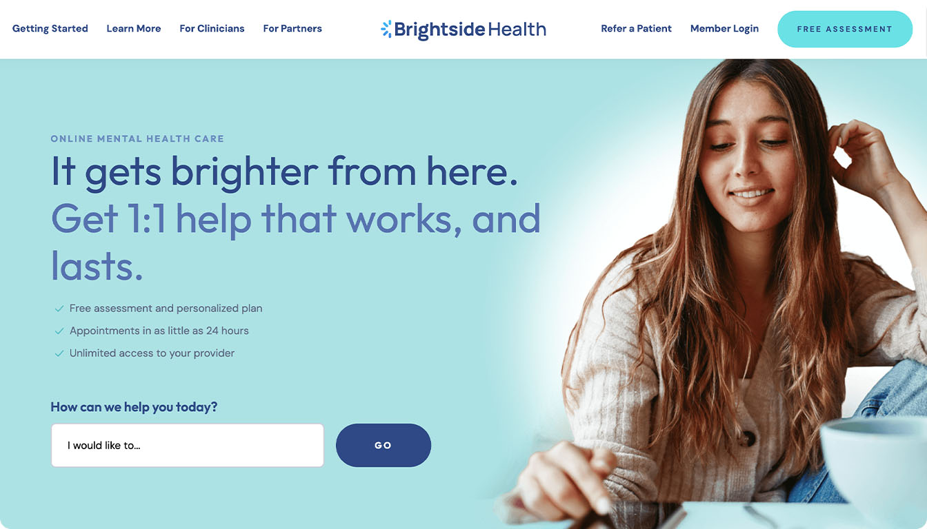 Brightside Health homepage screenshot