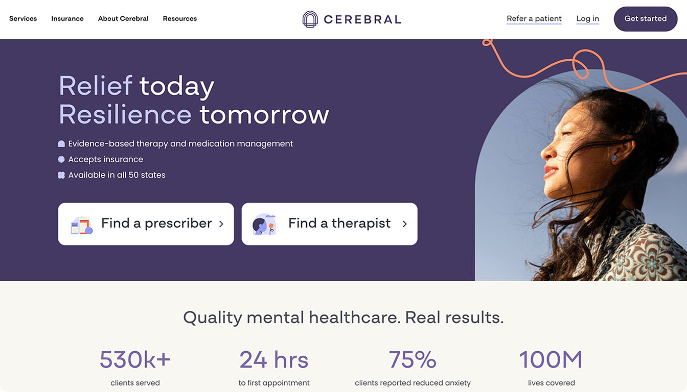 Cerebral homepage screenshot
