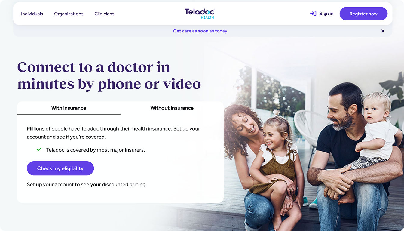 Teladoc Health homepage screenshot