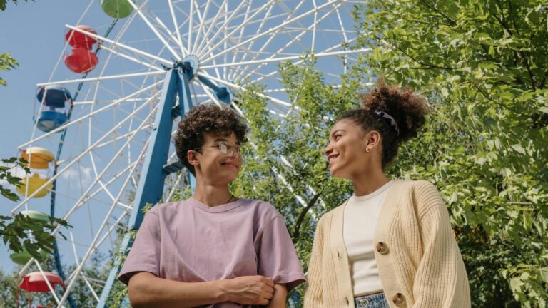 Young couple at a carnival.