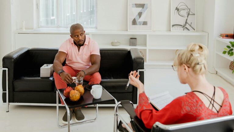 Man speaks to therapist.