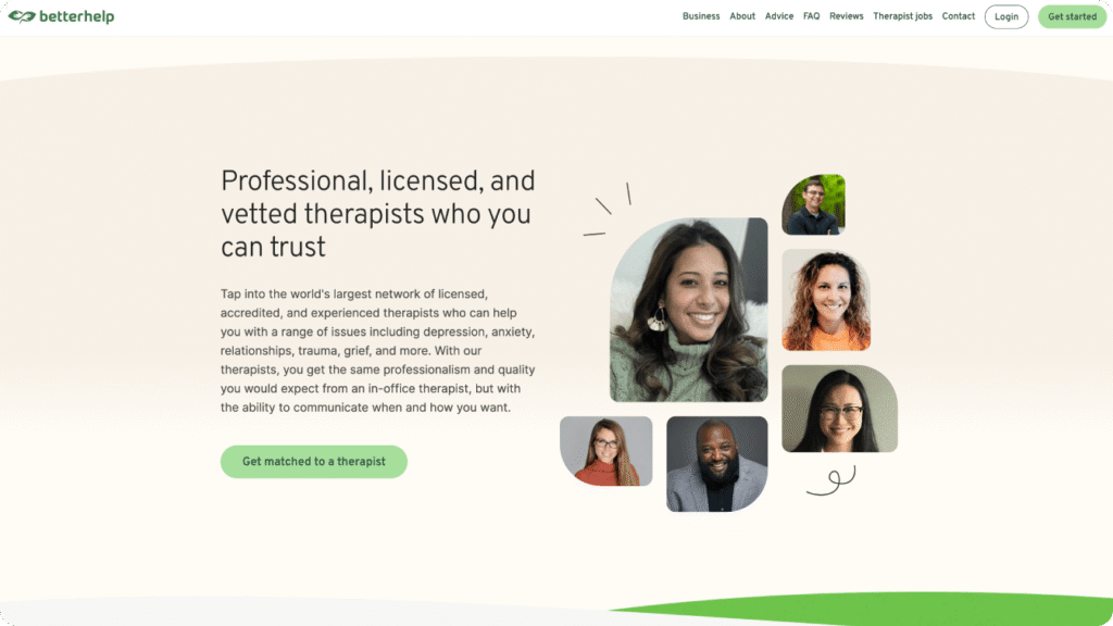 A screenshot of Betterhelp’s website.