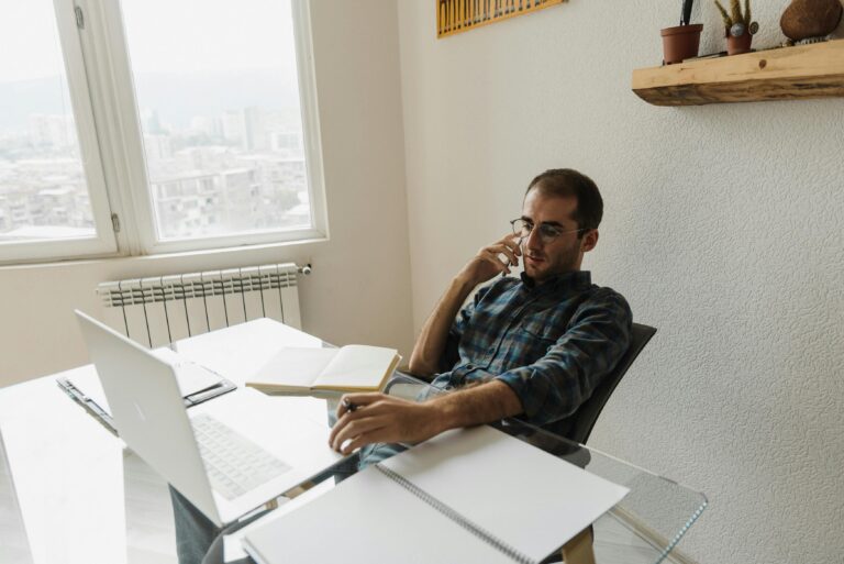 Therapist working from home